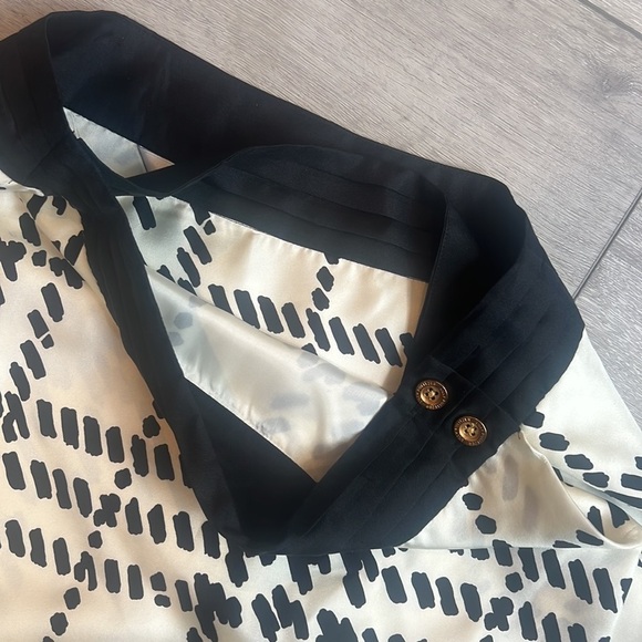 LILLY Pulitzer black and white silk wrap a-line geometric print skirt size 4 - Picture 7 of 10